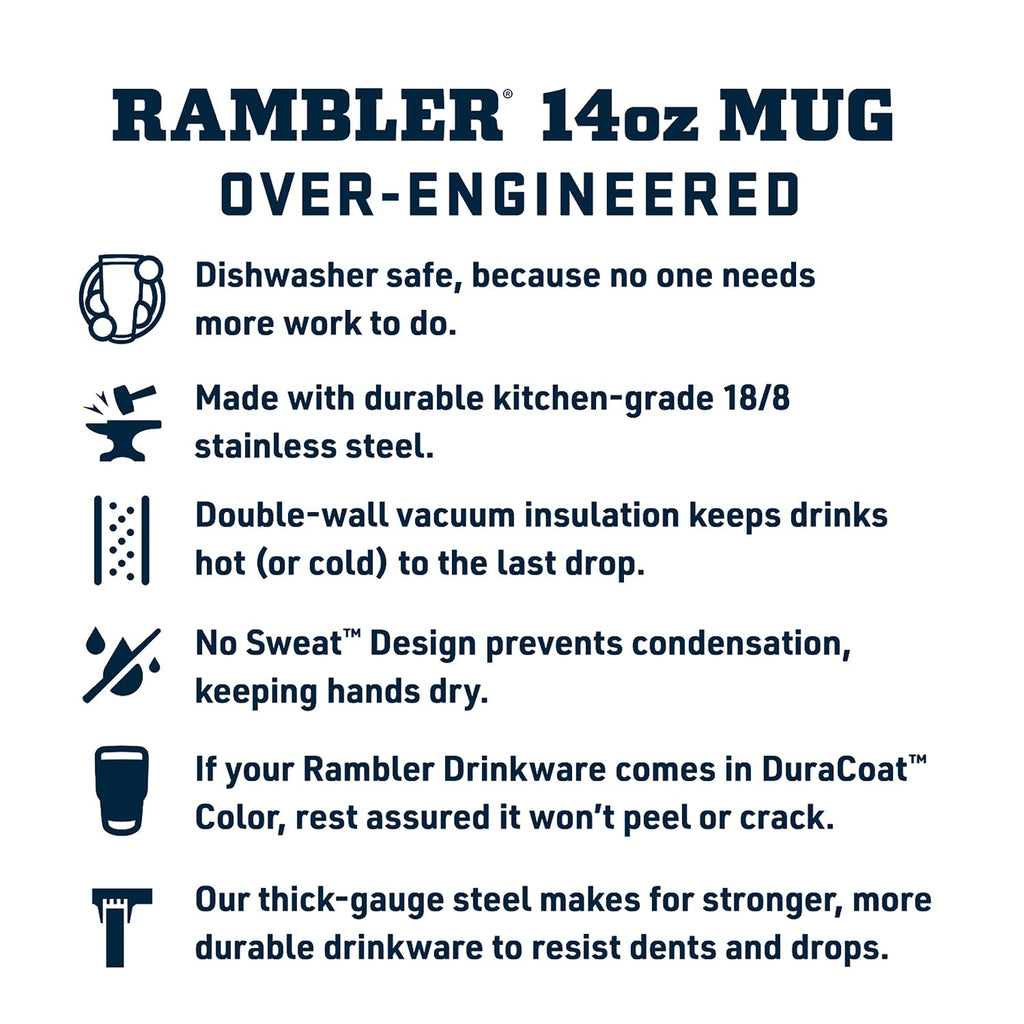 Yeti Rambler 14 Oz Stackable Mug, Vacuum Insulated, Stainless Steel With Magslider Lid, Navy