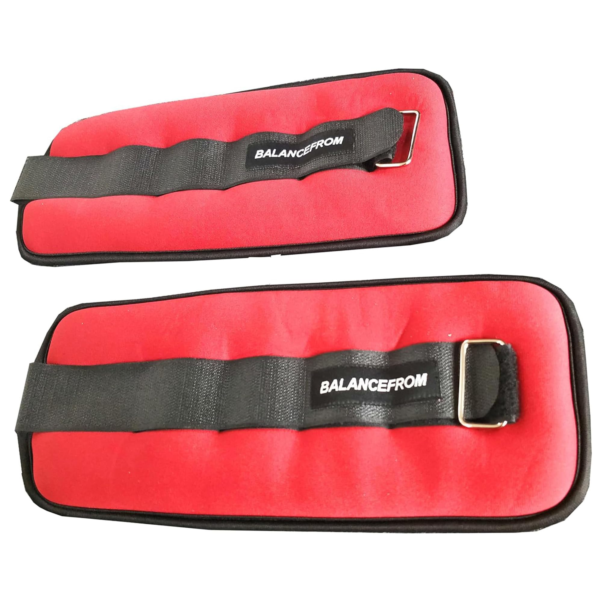 Signature Fitness Fully Adjustable Ankle Wrist Arm Leg Weights, 5 lbs each (10-lb pair), Red