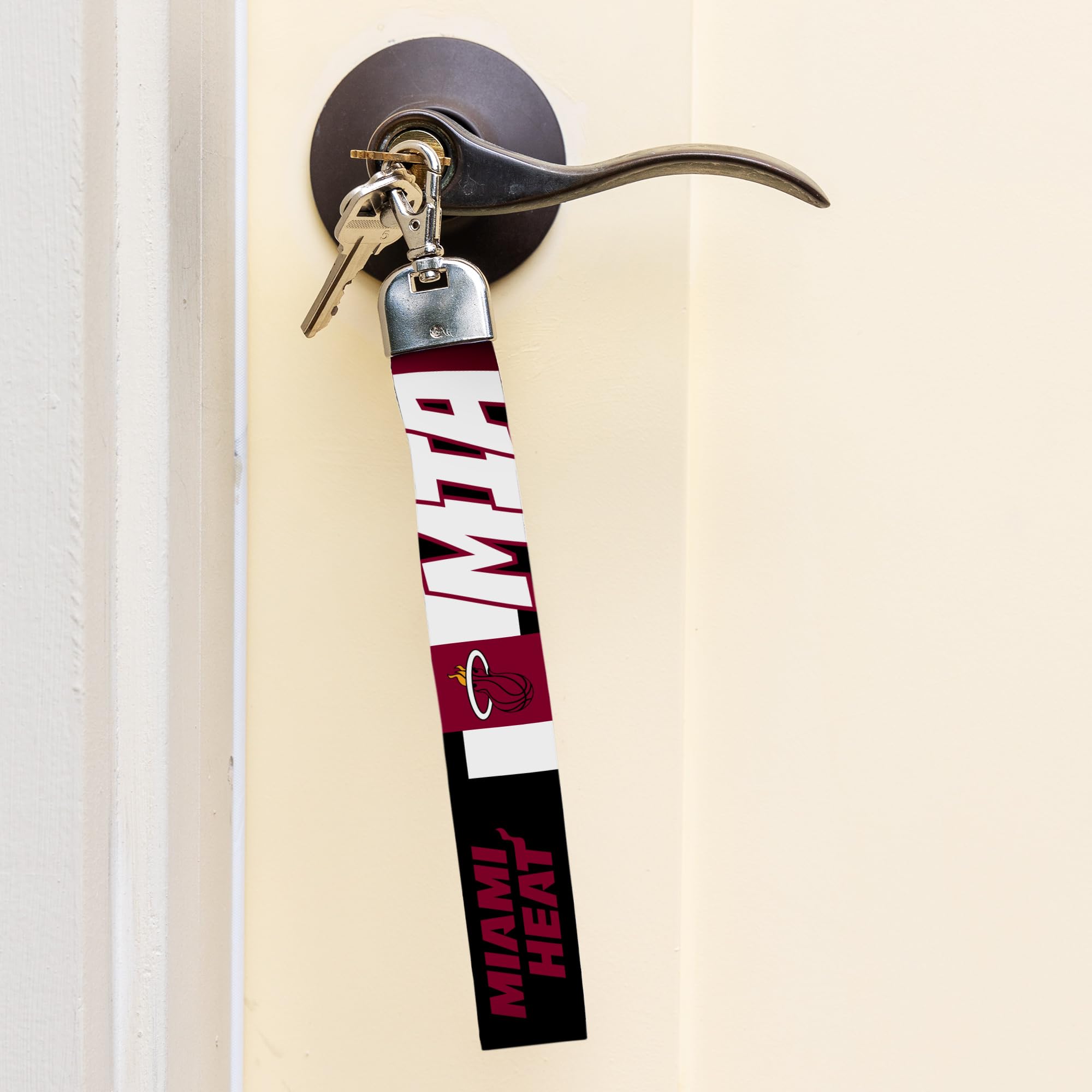 Rico Industries Nba Basketball Miami Heat Wrist Lanyard Key Chain, Cute Wristlet Strap Keychain Holder For Women Men Car Keys Id