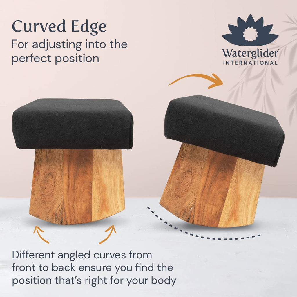 Waterglider International Meditation Bench (Burgundy), Seiza, Sustainable Acacia Wood With Curved Bottom Edges For The Perfect P