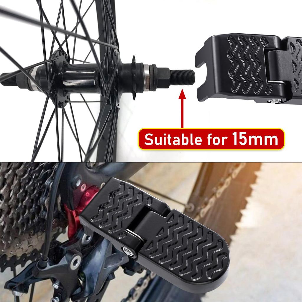 Tobwolf 1 Pair 14Mm U Slot Bicycle Rear Pedals, Aluminum Alloy Foldable Non-Slip Rear Seat Footrest Pedals For Mountain Bike Roa
