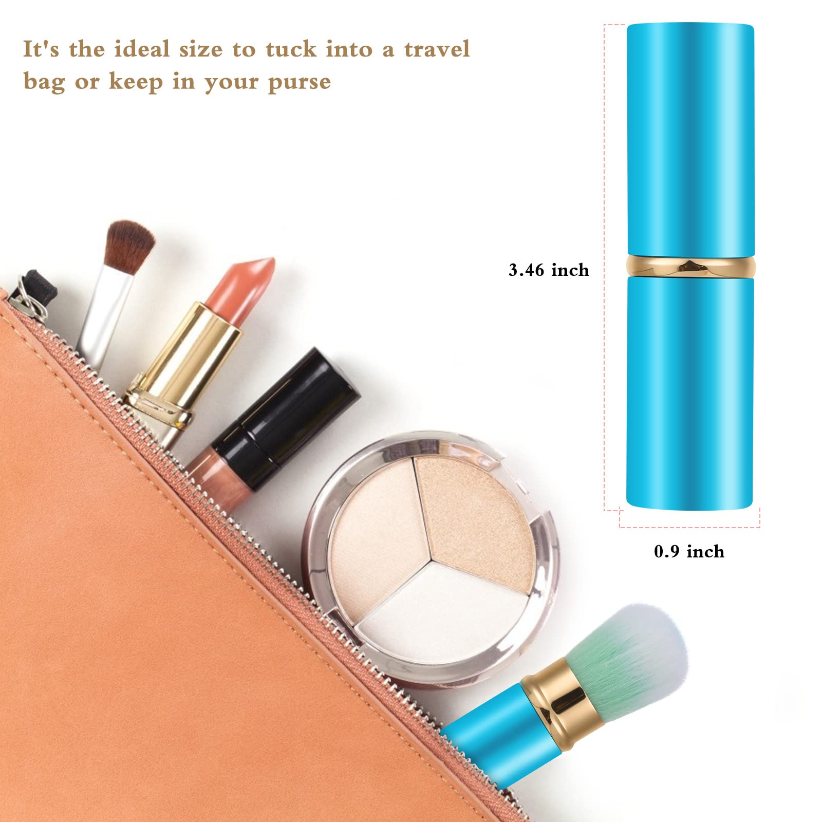 Falliny Retractable Kabuki Makeup Brushes, Travel Mini Face Blush Brush, Portable Powder Brush With Cover For Blush, Bronzer, Bu