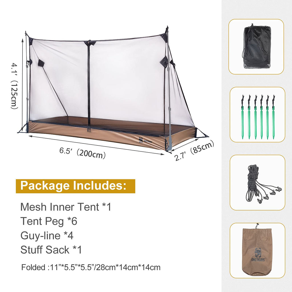 Onetigris Solo Mesh Screen Room With 3000 Waterproof Bathtub Floor, Ultralight 1 Person Screen House For Camping Backpacking Hik