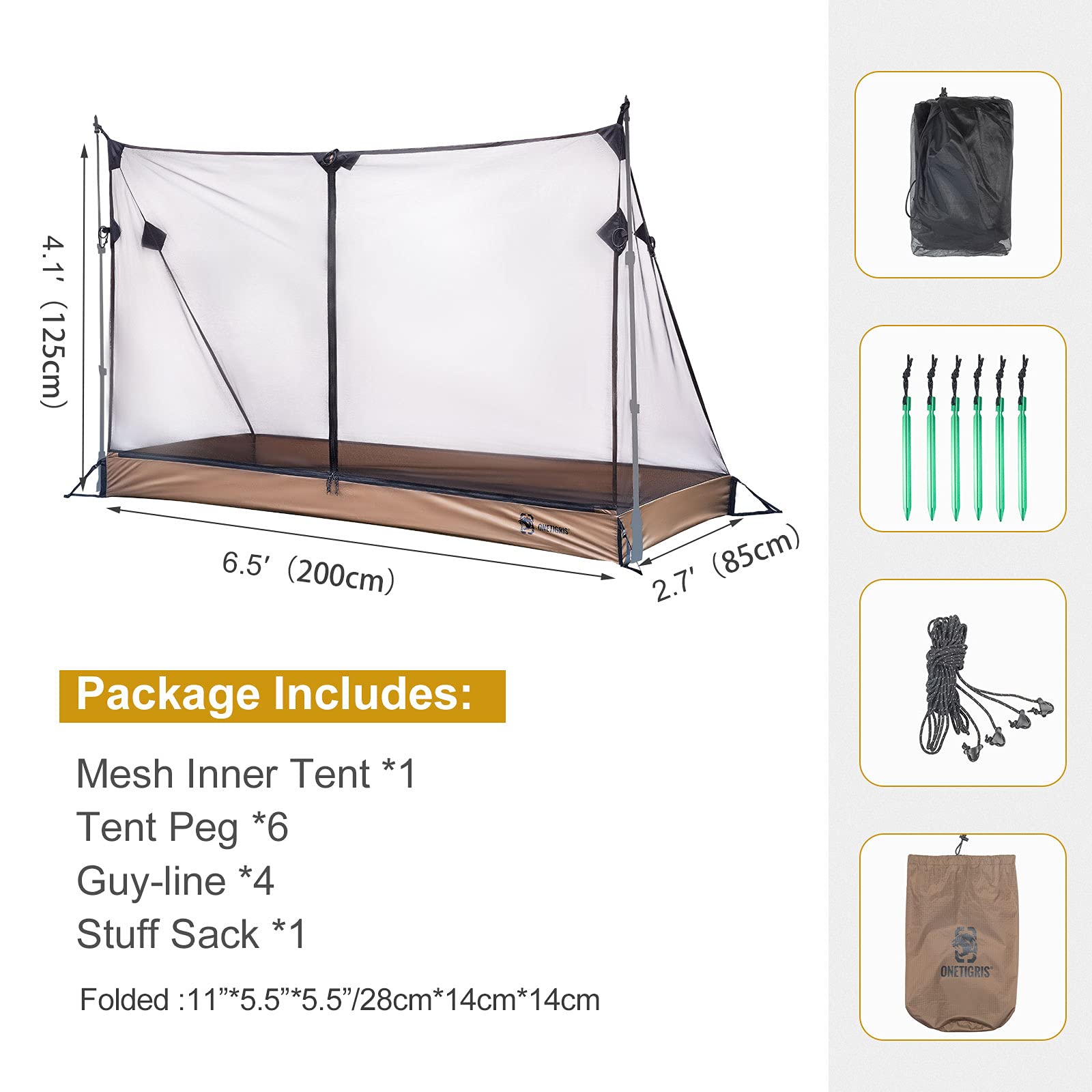 Onetigris Solo Mesh Screen Room With 3000 Waterproof Bathtub Floor, Ultralight 1 Person Screen House For Camping Backpacking Hik