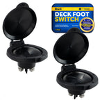 Five Oceans Anchor Windlass Up/Down Deck Foot Switch, Heavy Duty Uv-Stabilized Black Plastic Hinged Cover, 12-Volts, 4-Inch Diam