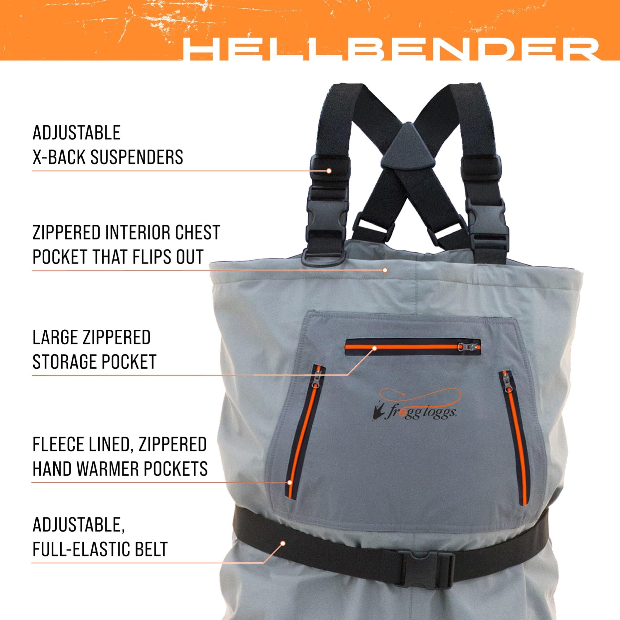 Frogg Toggs Mens Hellbender Breathable Stockingfoot Fishing Chest Wader, Slate/Gray, Large Us
