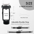 Jebealuo Water Bottle Carrier Bag With Phone Pocket For Stanley Cup 40/30 Oz, Water Bottle Holder With Adjustable Strap& Straw C