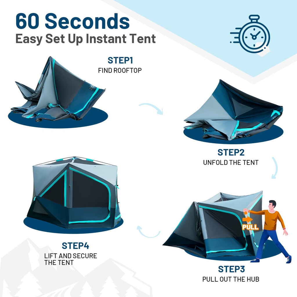 Timber Ridge 4-5 Person Instant Pop Up Cabin Hub Tent, 60S Easy Setup, Weather Resistant Family Tent With Rain Fly And Carry Bag