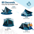 Timber Ridge 4-5 Person Instant Pop Up Cabin Hub Tent, 60S Easy Setup, Weather Resistant Family Tent With Rain Fly And Carry Bag