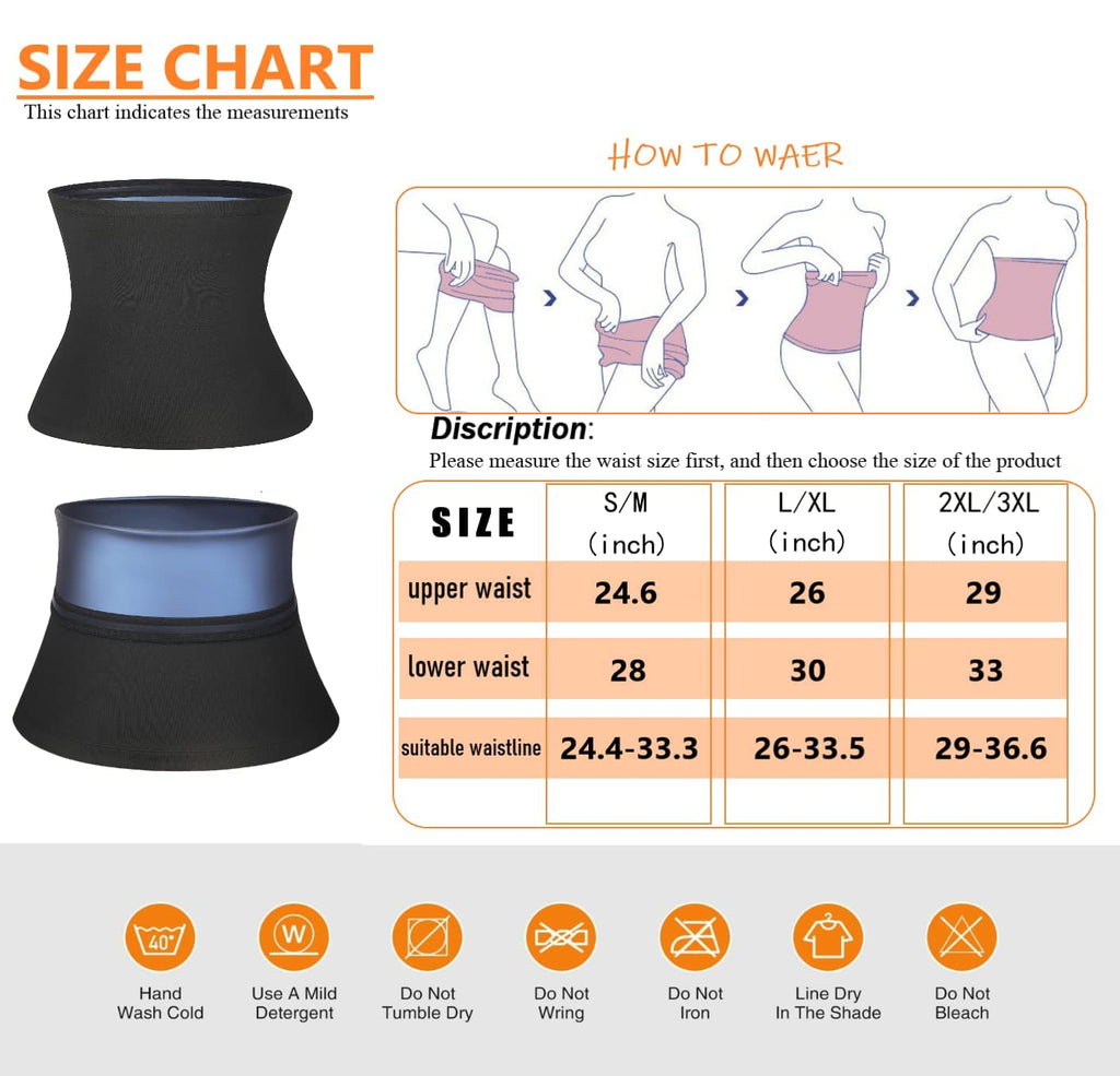 huiming Sauna Suit Waist Trimmer for Women Waist Trainer sweat band for stomach Belt Lower Belly Plus Size (Black, L/XL-1)