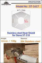 Camping Moon Campingmoon Heat Shield Plate Stainless Steel For Regulator Stove St-310 St-1617