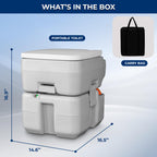 Serenelife Portable Toilet With Carry Bag - Indoor Outdoor Toilet With Chh Piston Pump & Level Indicator - 5.3 Gallon Large Wast