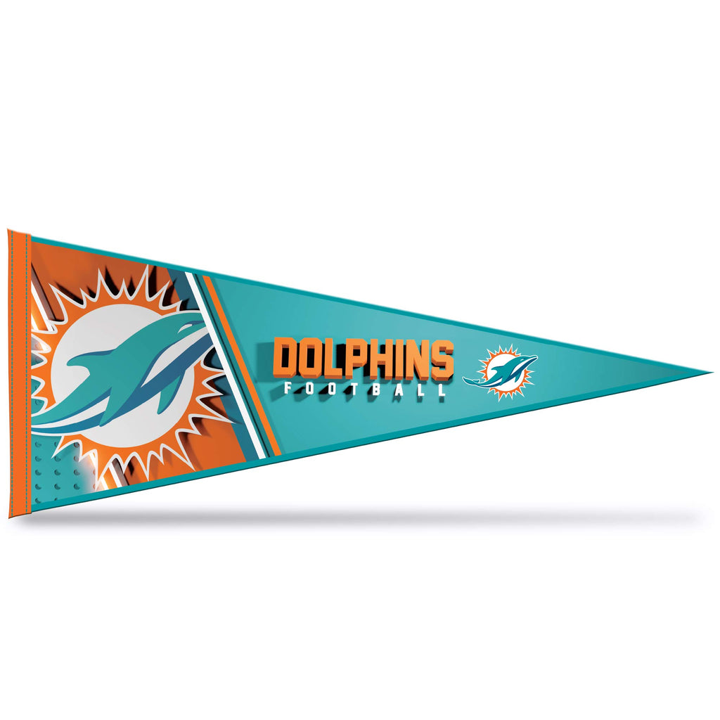 Rico Industries Nfl Football Miami Dolphins Primary 12'' X 30'' Felt Wall D  Cor Pennant - Great For Home/Bed Room/Man Cave D  C