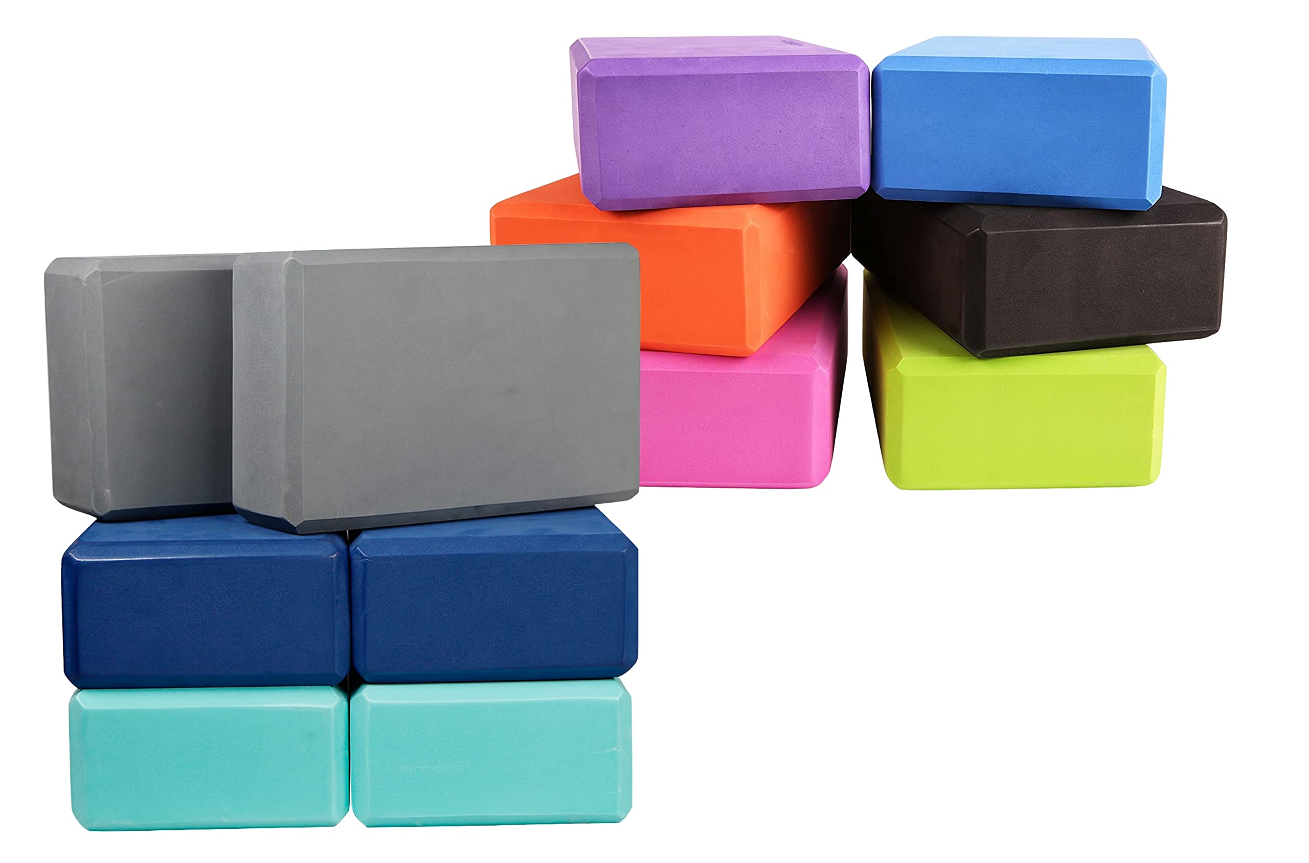 Exerz Yoga Blocks 2Pcs Gym Bricks High Density Eva Foam 9 X 6 X 3 Inches