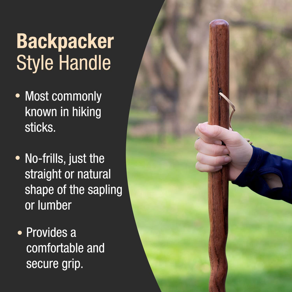 Brazos Handcrafted Wood Walking Stick, Twisted Oak, Backpacker Style Handle, For Men & Women, Made In The Usa, Brown, 55''