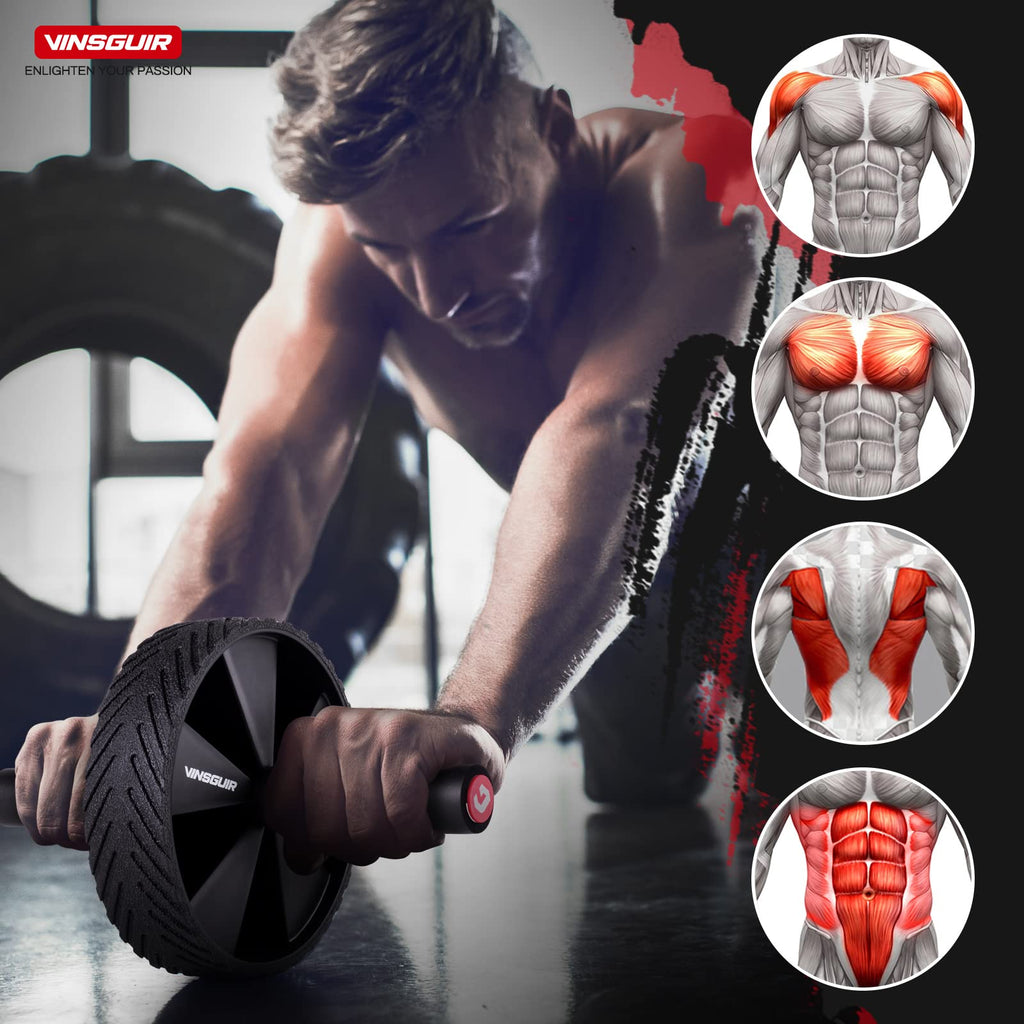 Vinsguir Ab Roller Wheel - Ab Workout Equipment For Abdominal & Core Strength Training, Home Gym Fitness Equipment With Knee Pad
