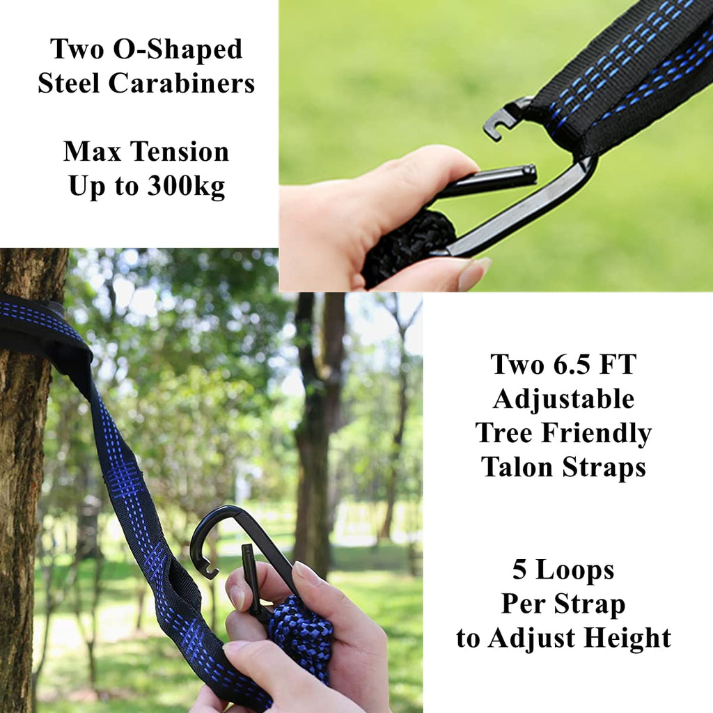 Camping Hammock Double & Single Portable Hammocks Ultralight Nylon Parachute Hammocks With 2 Tree Straps For Backpacking, Travel