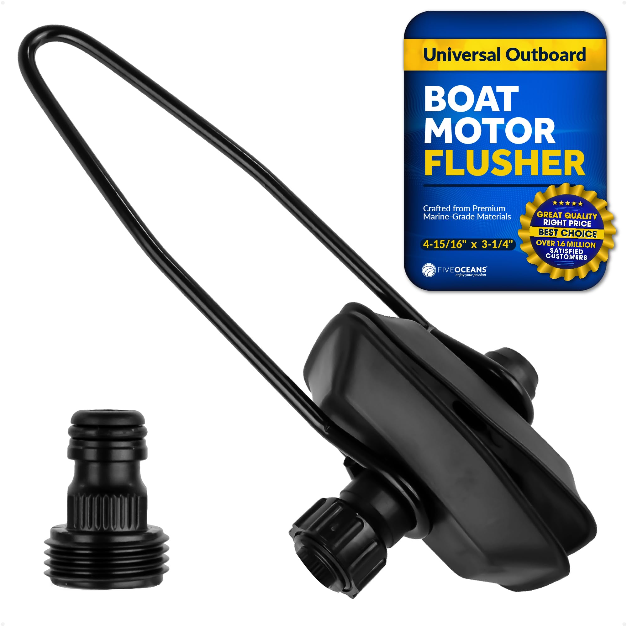 Five Oceans Outboard Motor Muffs, Universal Outboard Motor Flusher, Black Pvc Marine Grade Rectangular Muffs, Coated Steel Brack