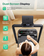 UREVO Smart Treadmill with 9% Incline, 3-in-1 Foldable Treadmill with Handle for Home/Office Fitness, Runner-Focused Design, 6 H