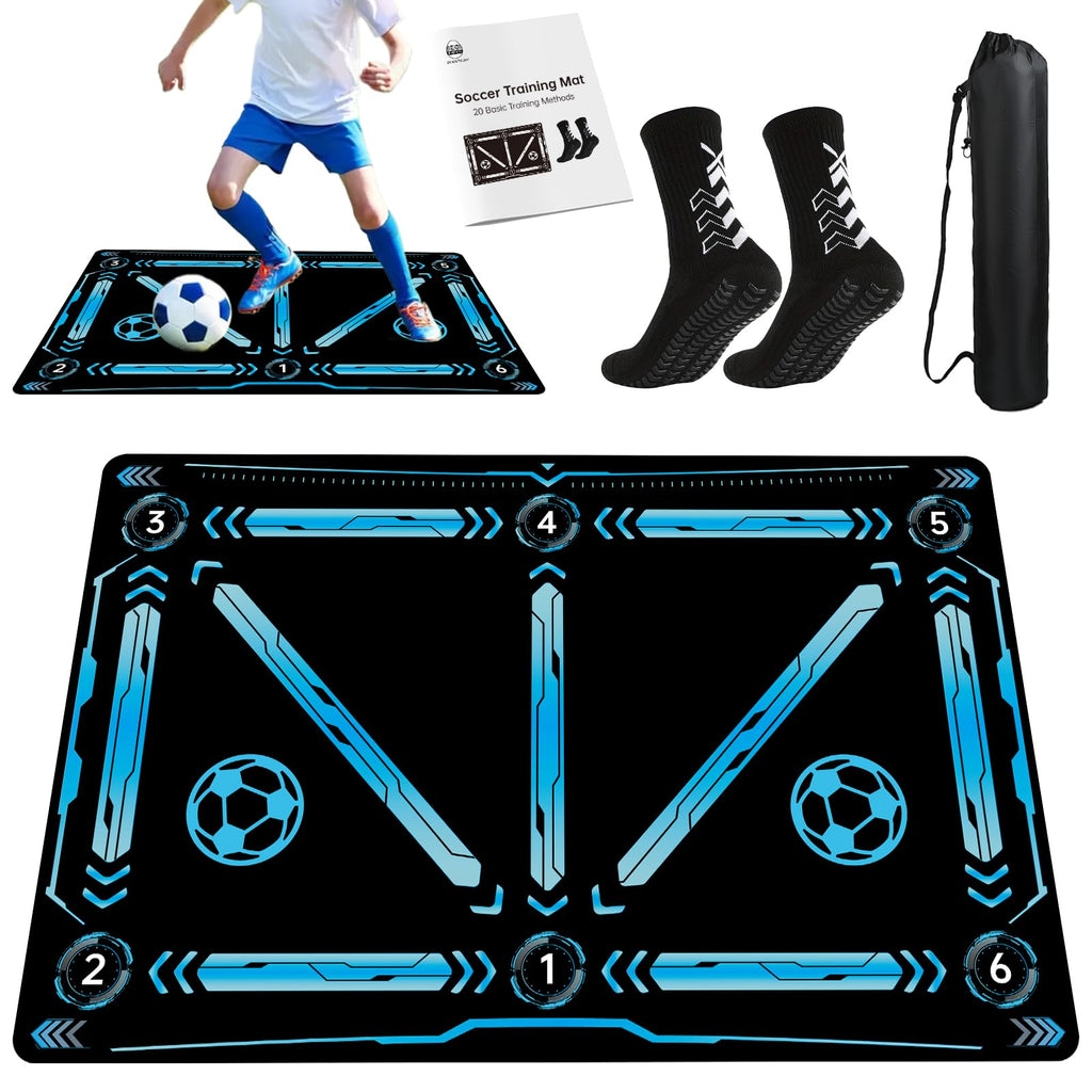 Soccer Mat Training,Soccer Training Equipment Improve Strength,47.3 * 31.5In Coordination And Agility,Anti-Slip Silent Absorptio
