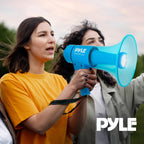 Pyle Compact And Portable Mega Phone Speaker - 40W Waterproof Bullhorn With Alarm Siren, Adjustable Volume, Led Flashlight, And