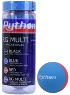 Python 3 Ball Can Rg Multi Colored Racquetballs (Endorsed By Racquetball Legend Ruben Gonzalez!) (2-Cans/Packs, 6-Balls)