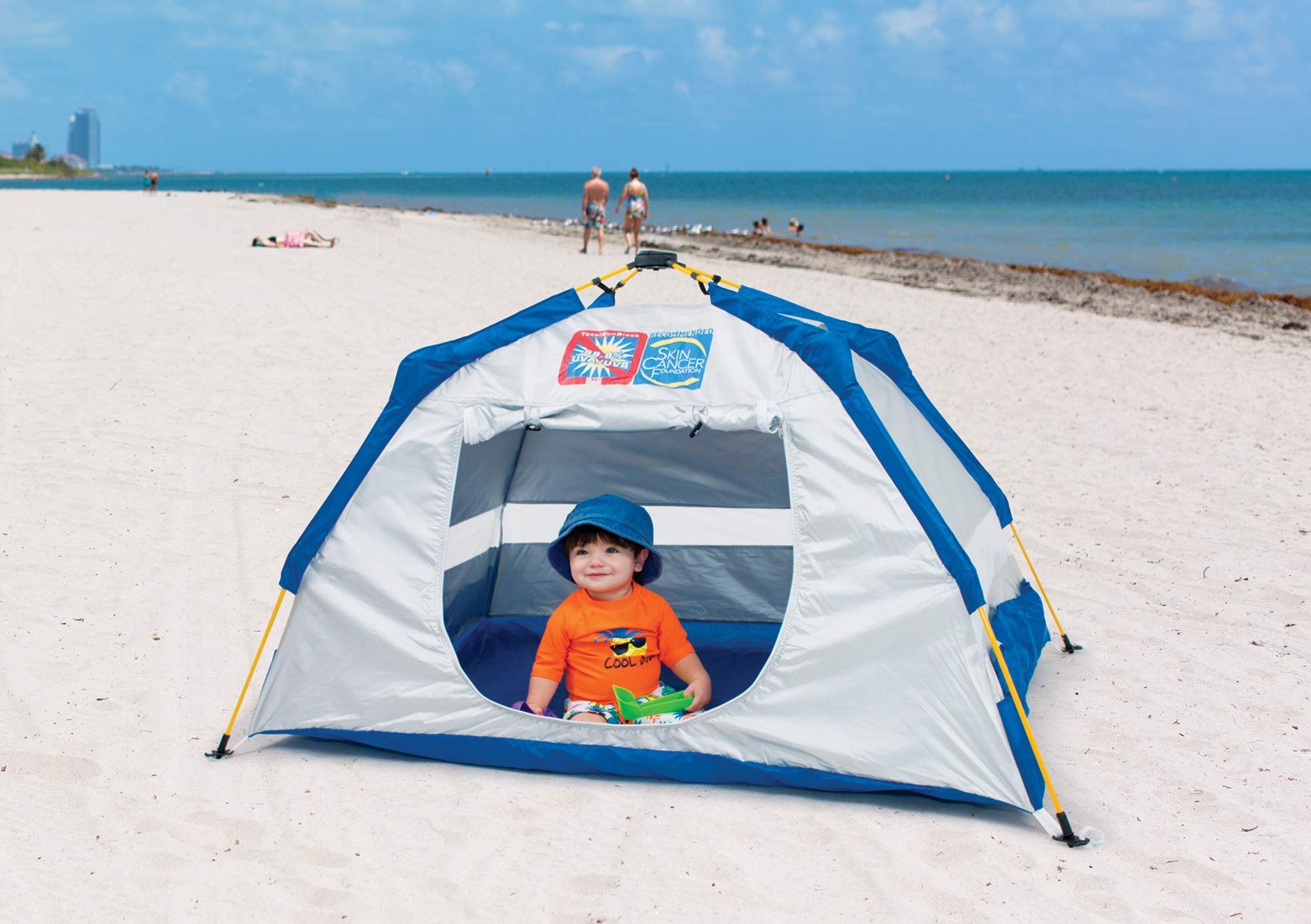 Rio Brands Beach Total Sun Block Upf 50+ Baby Sun Shade Pop-Up Beach Shelter, Silver, 62'' X 41'' X 36'' (Atsbsd103-2019-1)