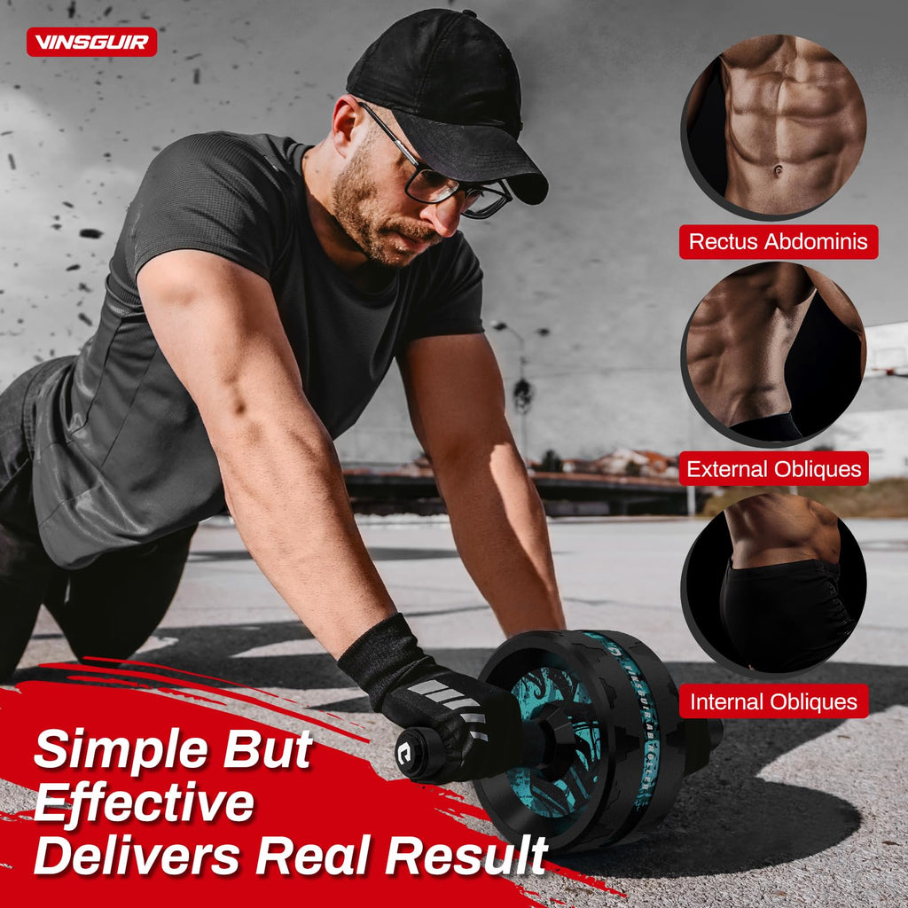 VINSGUIR Ab Roller Wheel, Abs & Core Workout Equipment for Home Gym with Knee Pad Accessories, Abdominal Wheel for Full-body Str