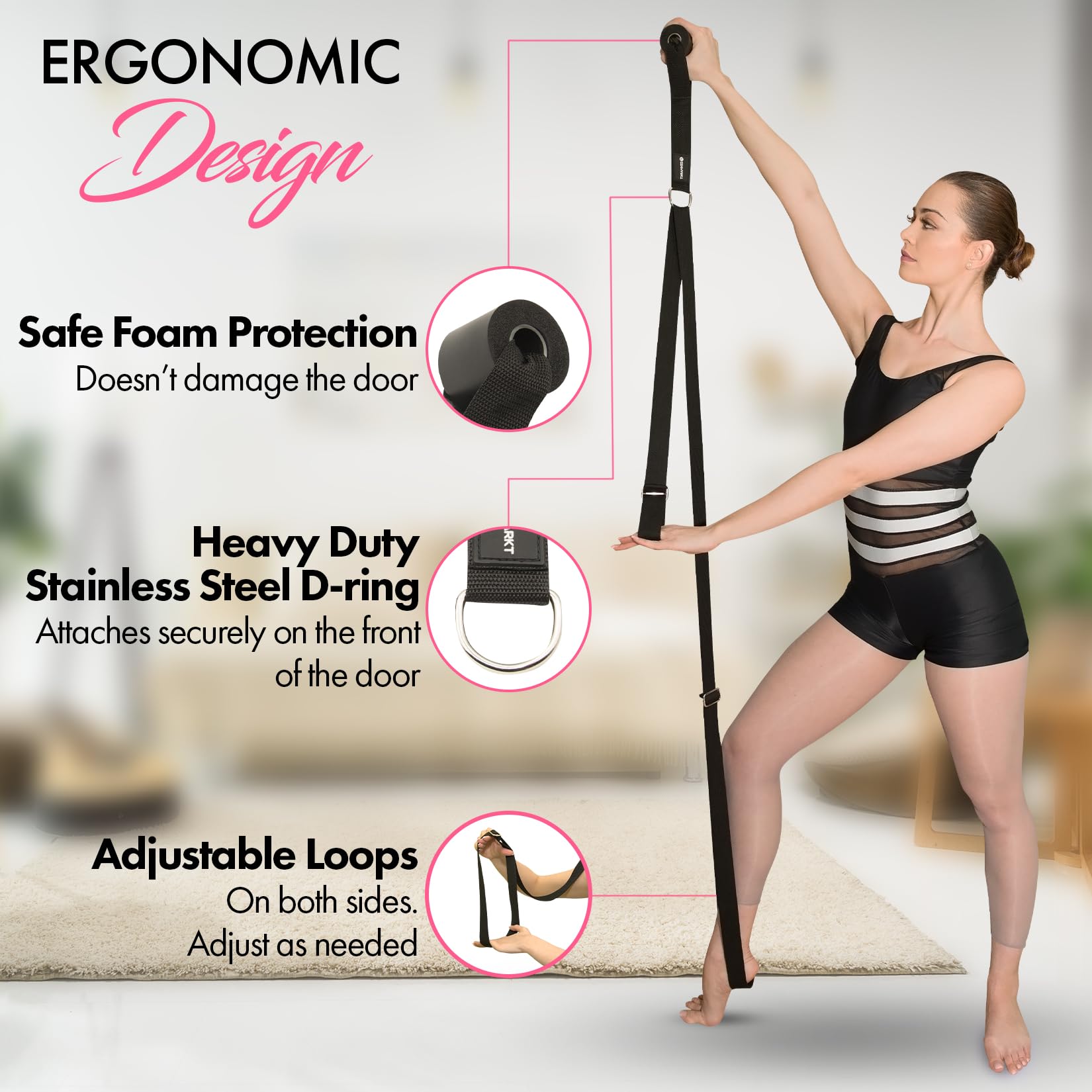 Stretching Strap With Door Anchor - Stretching Equipment To Improve Legs Flexibility - Splits Trainer For Home Ideal In Ballet,