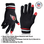 Ultra Game Nfl Mens Womens Super Soft Winter Beanie Knit Hat With Extra Warm Touch Screen Gloves, Arizona Cardinals, Team Color