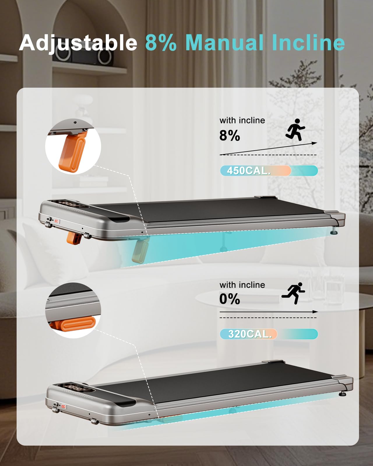 Abonow Walking Pad With Incline, 2.5Hp Walking Pad Treadmill,2 In 1 Portable Under Desk Treadmill 265Lb Weight Capacity,Walking