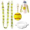 Softball Accessories Set Compatible for Owala Water Bottle 24 oz, 32 oz, 40 oz, Tumbler, FreeSip - Includes Shoulder Strap, Hand