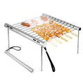 Nashrio Portable Camping Grill, Folding Compact Stainless Steel Charcoal Barbeque Grill For Picnics, Backpacking, Backyards, Sur