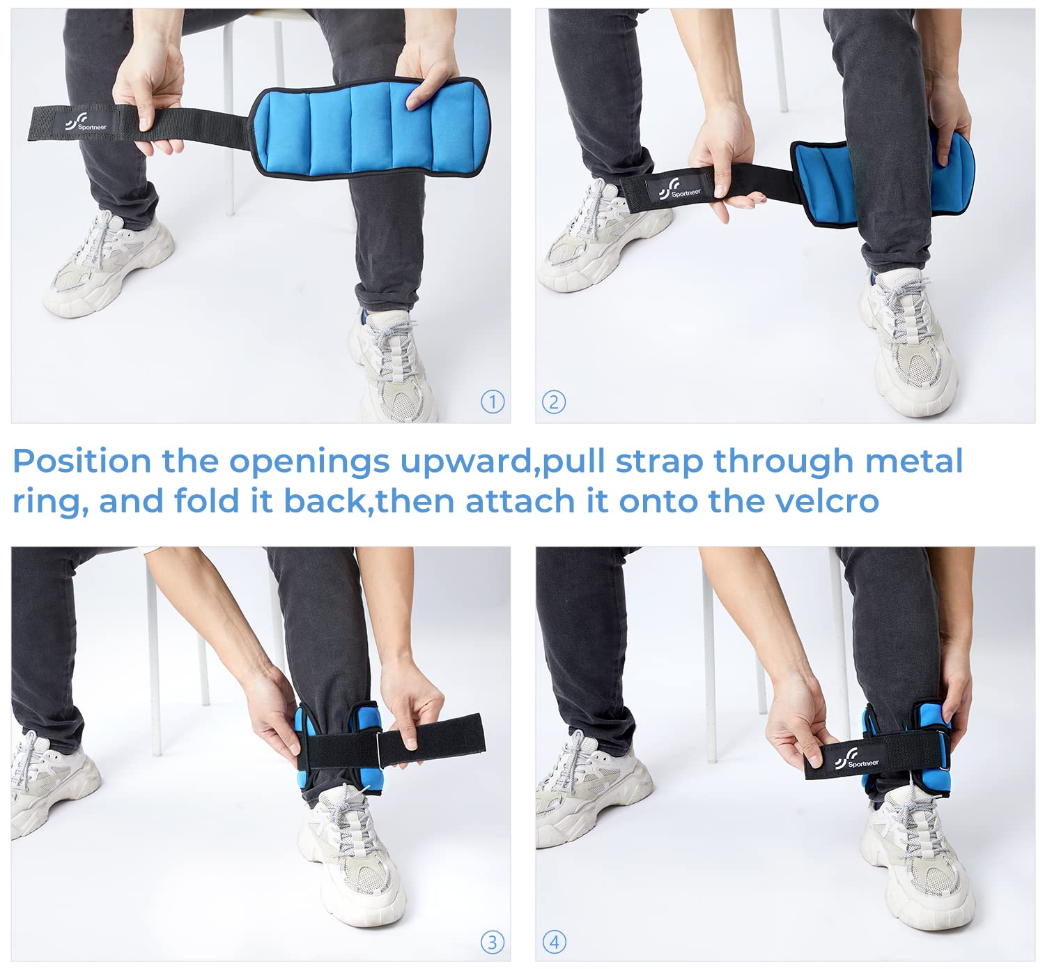 Sportneer Adjustable Ankle Weights Set - 1 Pair (2-10 lbs) Removable Sandbags for Women & Men, Comfortable Neoprene Leg Weights