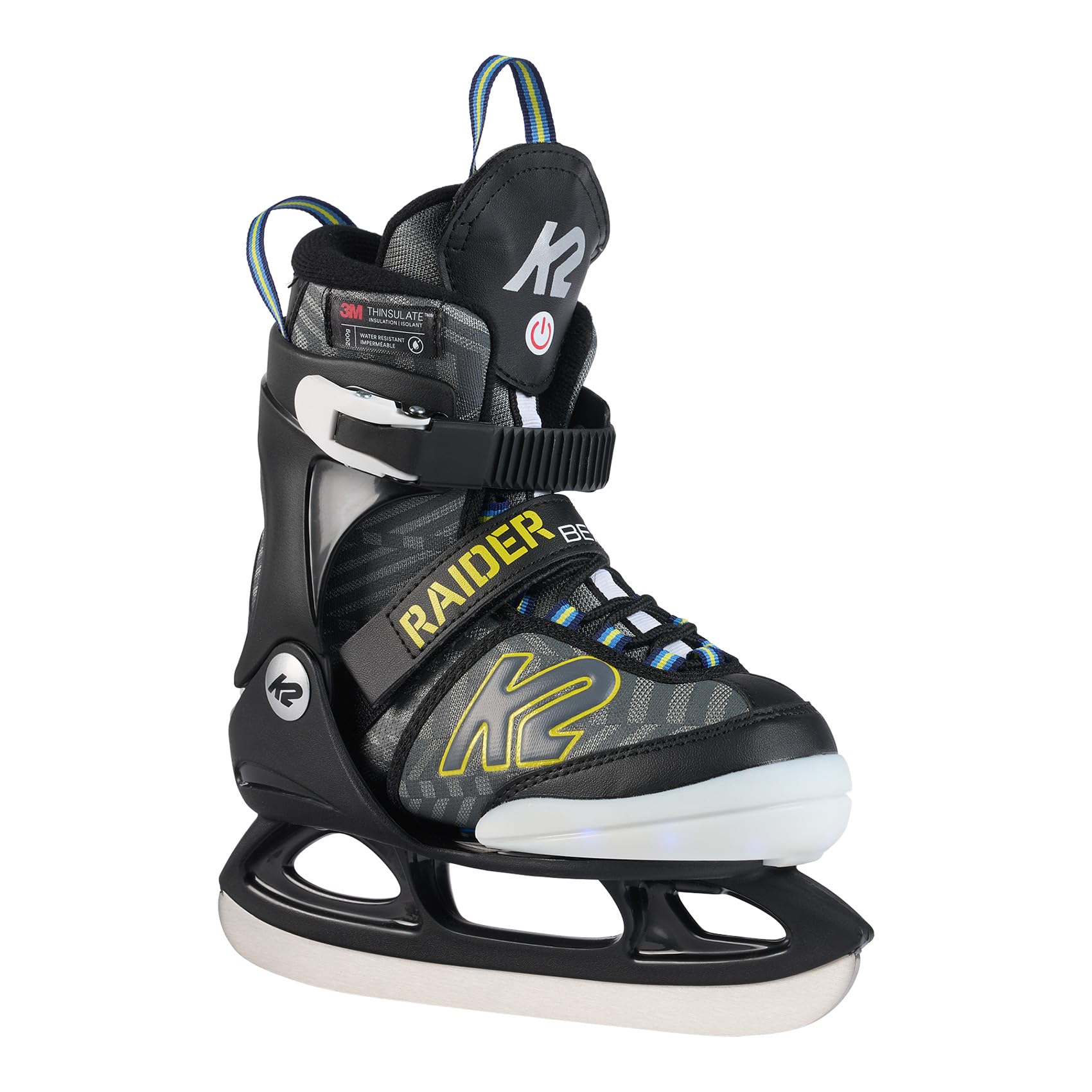 K2 Ice Raider Beam Youth Ice Skates, Size 4-8, Gray Yellow
