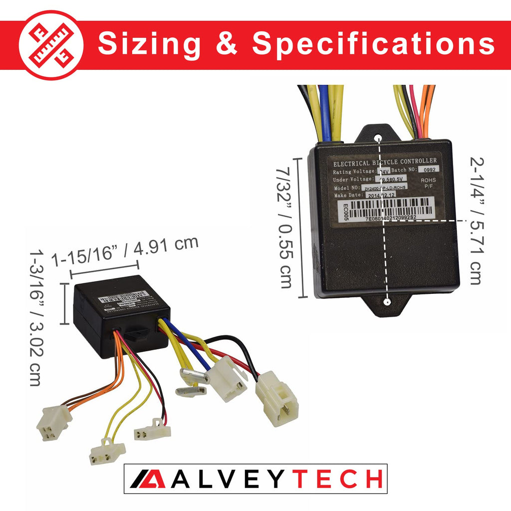 Alveytech Zk2400-Dp-Ld (Zk2400-Dp-Fs) Control Module With 4-Wire Throttle Connector - Fits The Razor E175 (V1+) Electric Scooter