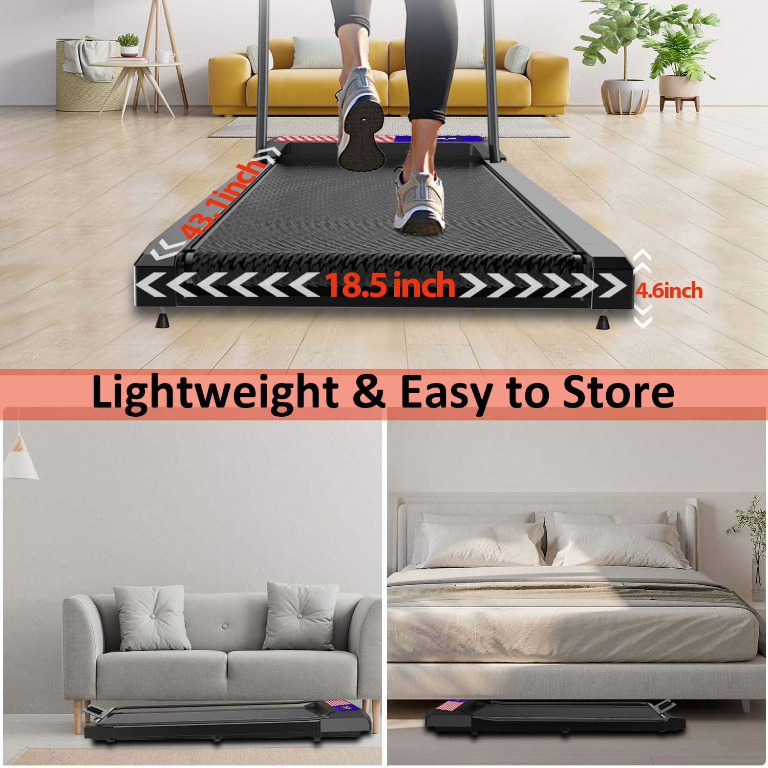 Maicifi Walking Pad Treadmill With Incline - Under Desk Treadmill, Small Walking Pad With Handle Bar,2.5Hp Low Noise,3 In 1 Fold
