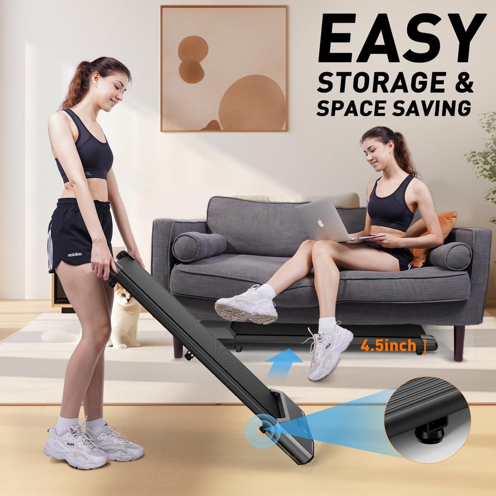 Deerrun Walking Pad Treadmill - 2.2Hp Smart App Fun Exercise Under Desk Treadmill, Led Display & Remote Control, Knee-Protective