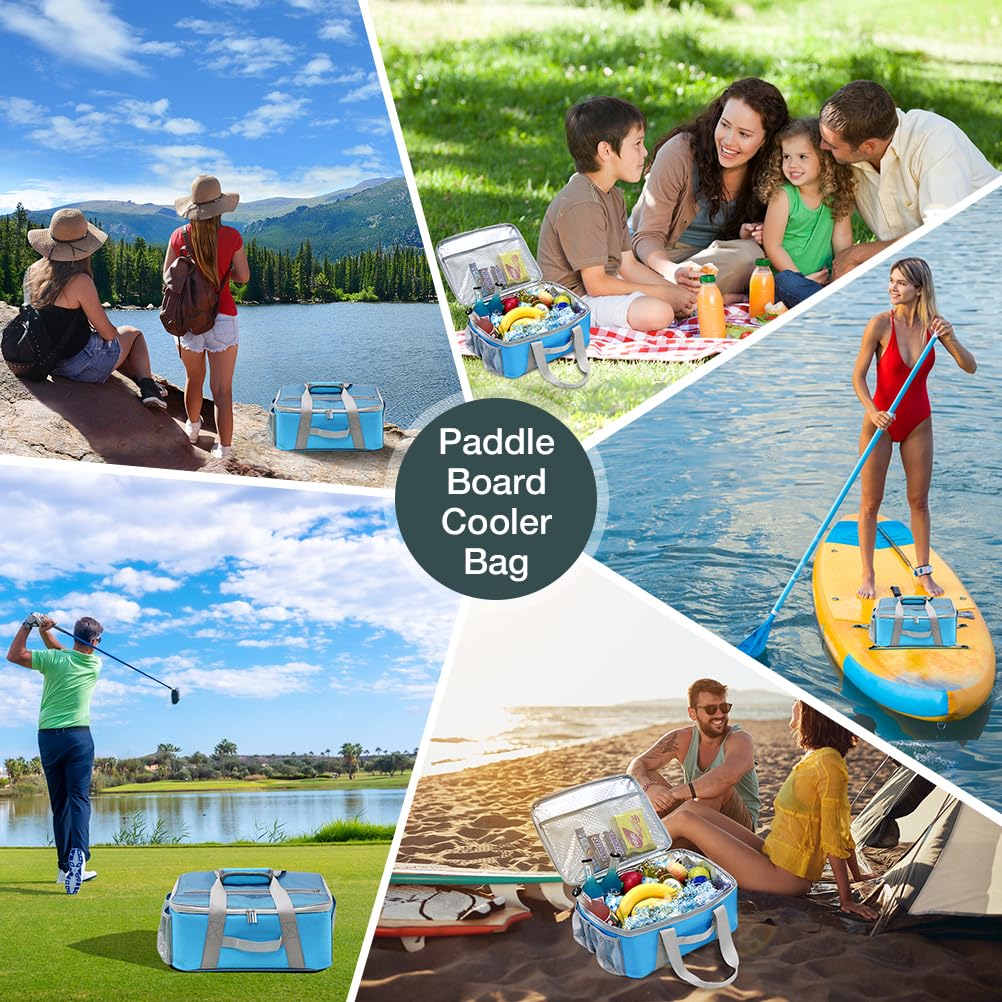Karltion Paddle Board Cooler Bag, Waterproof Portable Deck Bag With Top Mesh Pocket,Kayak Cooler Bag With Side Pouches For Water