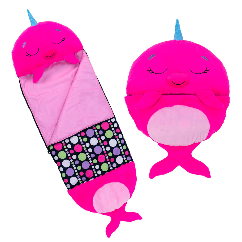 Happy Nappers: Pillow & Sleepy Sack: Lg - Neil The Pink Narwhal