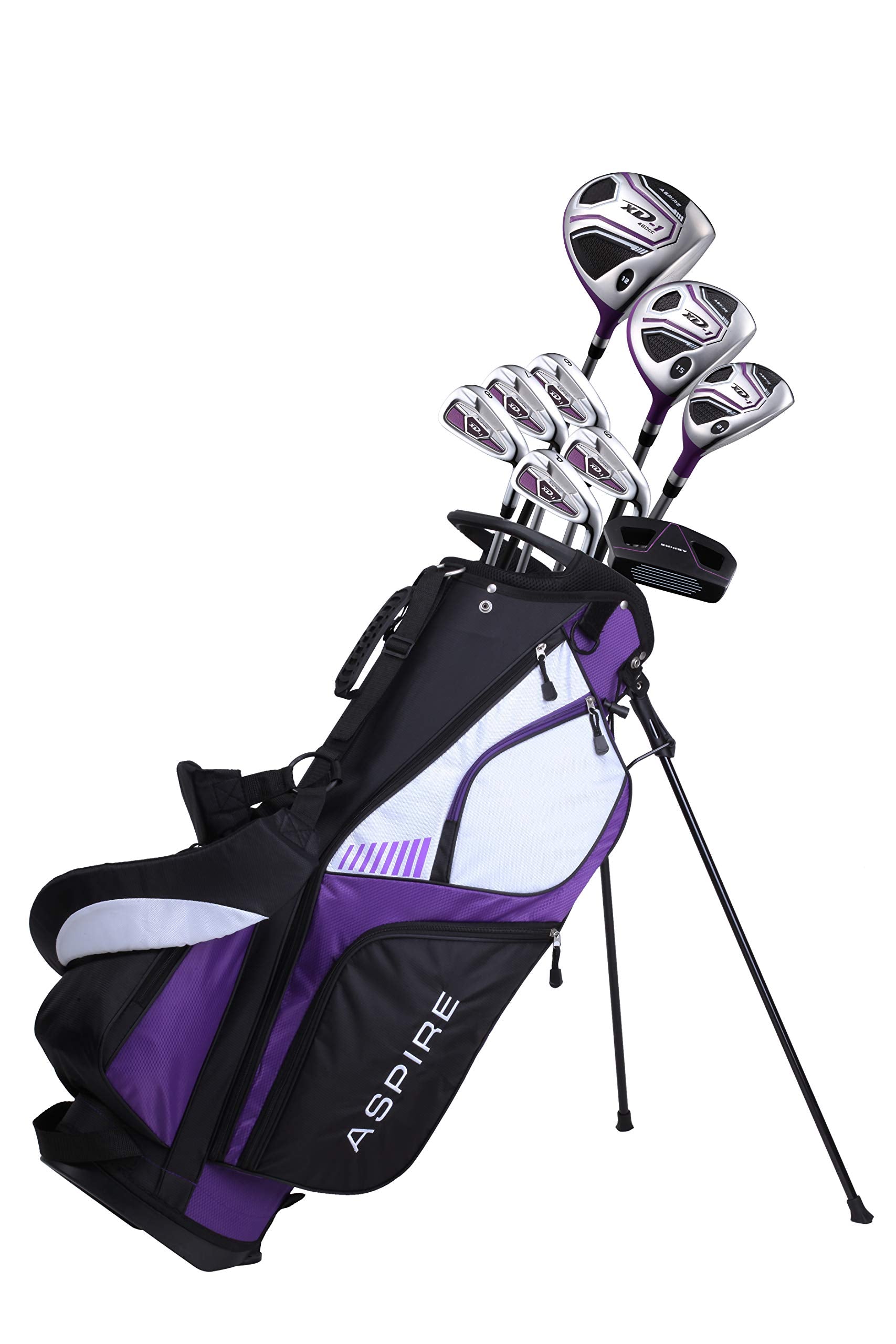 Aspire XD1 Complete Right Handed Ladies Golf Club Set - Womens Golf Clubs Full Set with Driver, Hybrid, Irons, Putter, and Stand