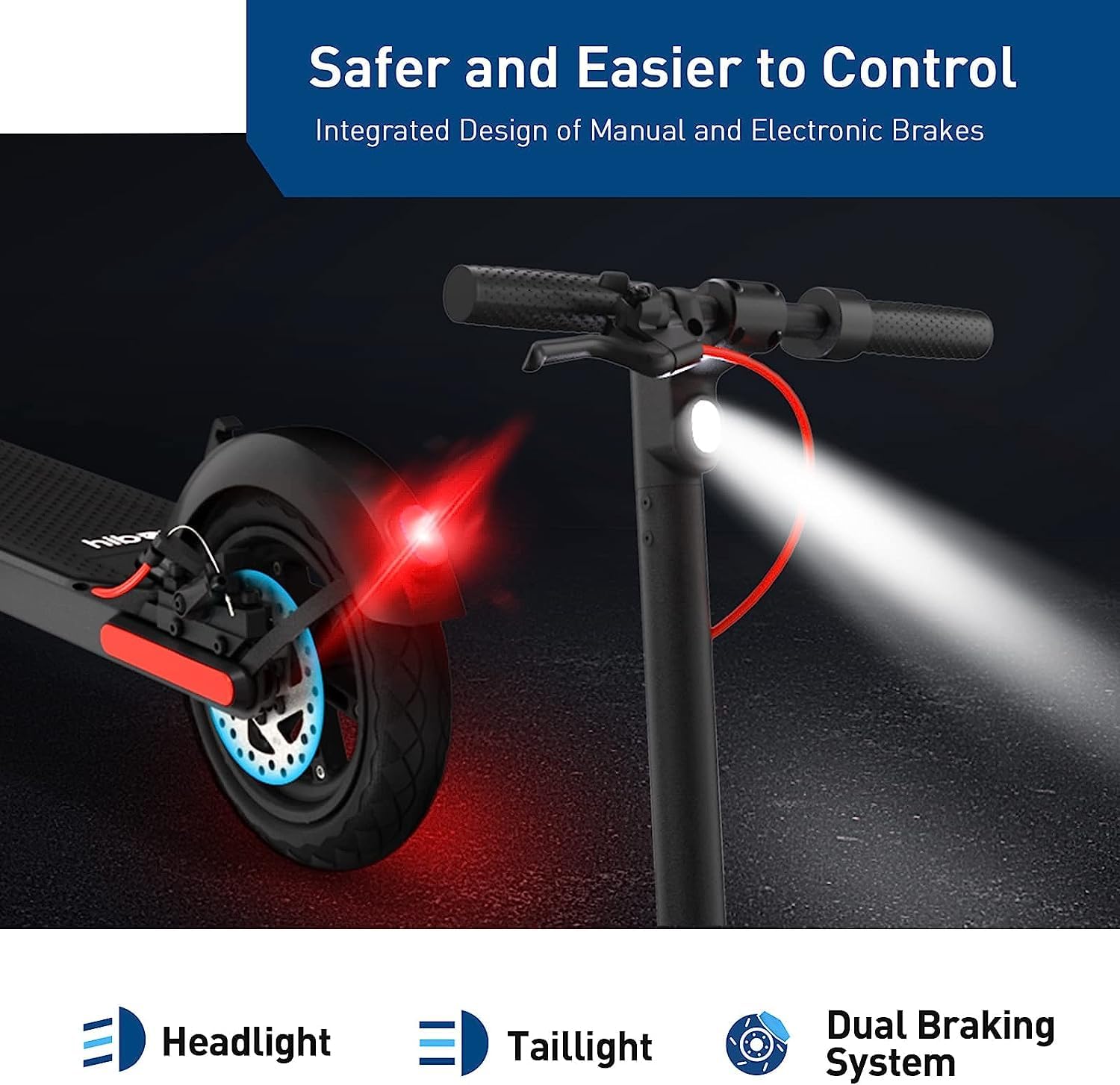 Hiboy 500W Peak Motor Electric Scooter, 19MPH, 22 Miles Long-Range, Foldable Commuter Electric Scooter Adults with Removable Bat