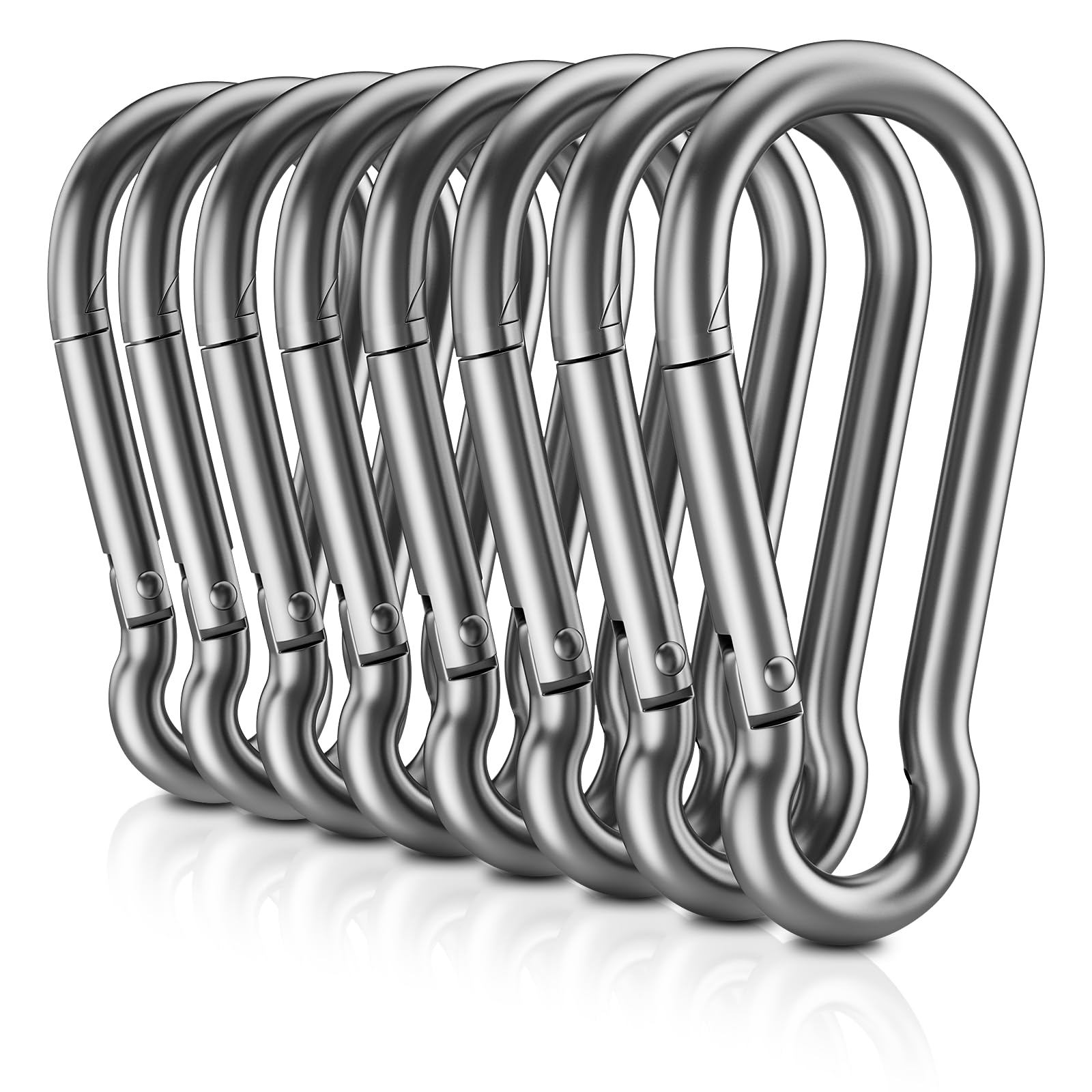 304 Stainless Steel Carabiner Clips, ?NO Rust? 1360lbs Heavy Duty Carabiners, 2.36 inch D-Ring Snap Hook Keychain Spring Clips f