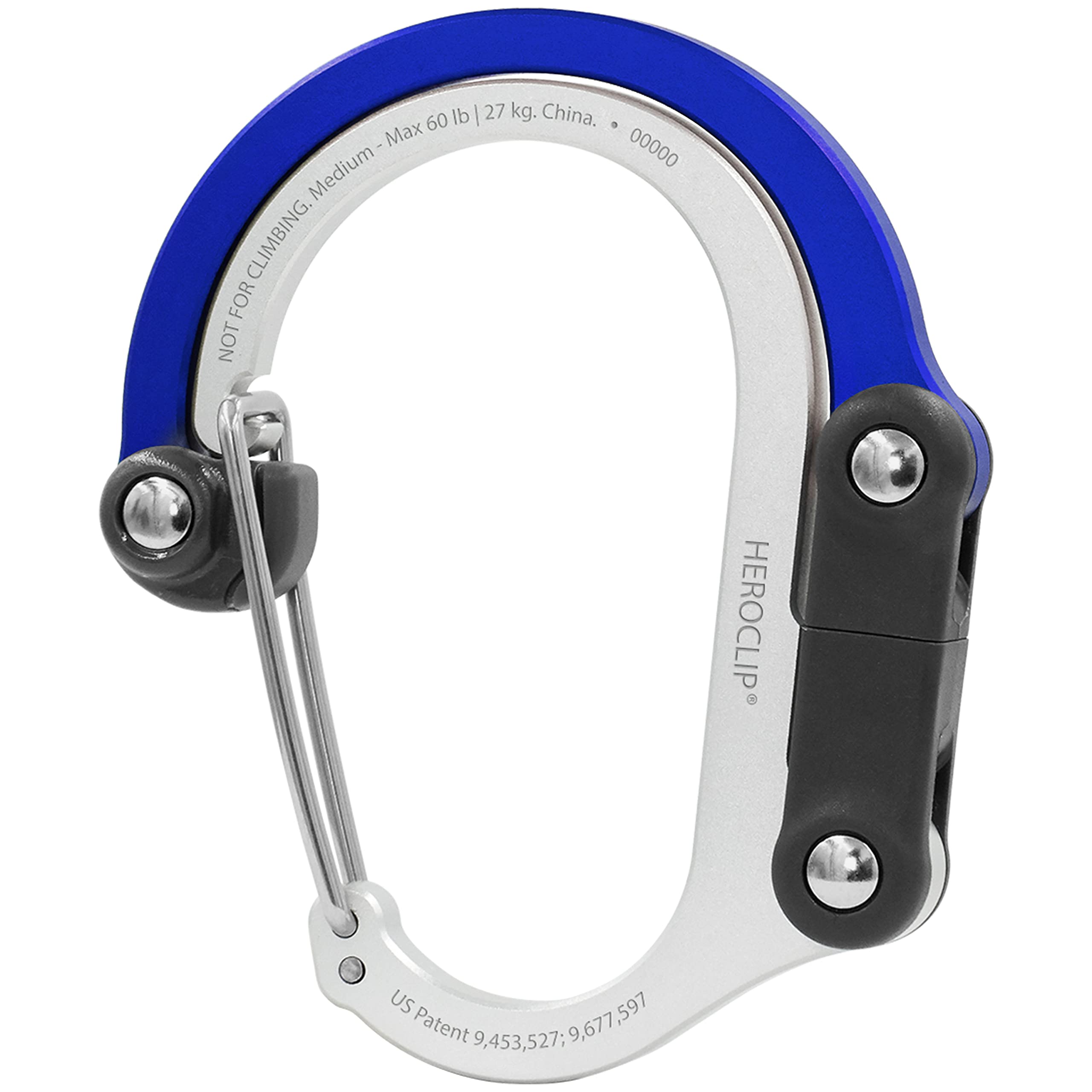 GEAR AID HEROCLIP Carabiner Clip and Hook (Medium) for Camping, Backpack, and Garage, Dark Blue