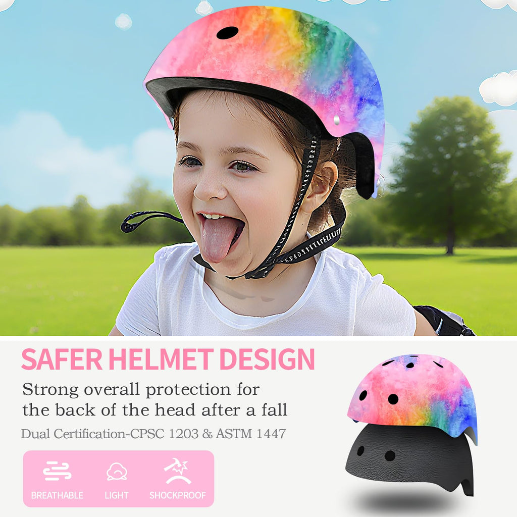 JEEFREE Adjustable Color Gradient Toddler Kids Bike Helmet for 3-5-8-14+Ages Girls Boys.Skateboard Bicycle Toddler Helmet 2-4 Ye