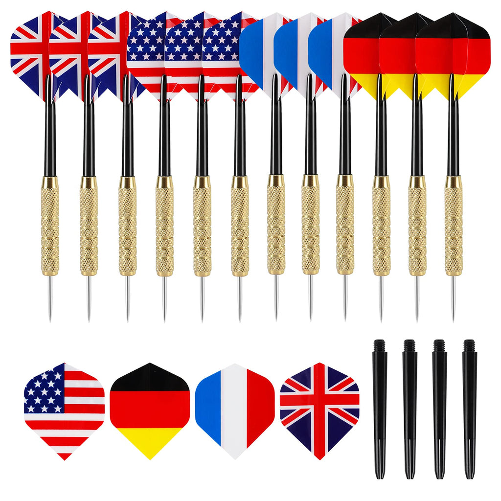 Accmor 12Pcs Steel Tip Darts Set, 18 Grams Professional Metal Darts, Metal Tip Darts With 4 Extra Nylon Shafts, 4 Extra Flights 