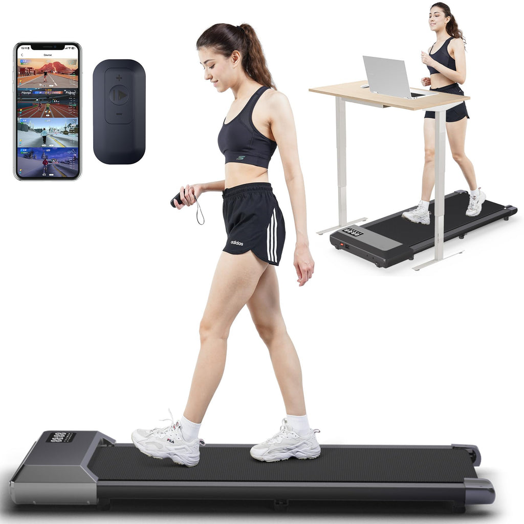 Deerrun Walking Pad, 2024 Upgrade Smart Walking Treadmill Under Desk, Led Display & App/Remote Control Small Treadmills For Home