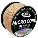 Paracord Planet Micro Paracord - Thin Braided Cord For Crafting, Fishing, And Diy Projects In 125 Ft Spools - Tan