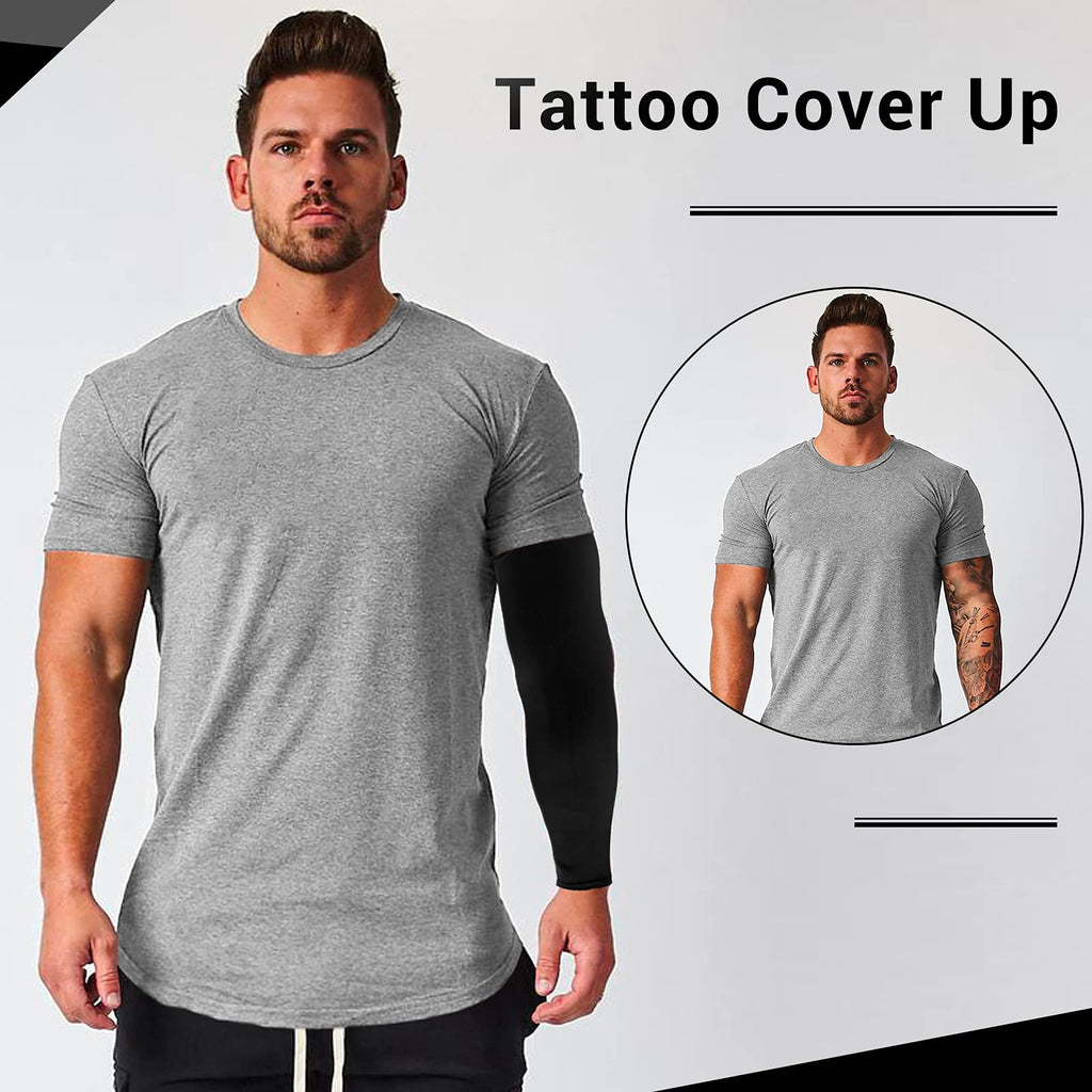 Rescoto 2 Pairs Uv Protection Cooling Arm Sleeves Compression Sun Sleeves For Men Women Youth, Tattoo Cover Up, Upf 50 (2 Pairs: