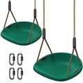 BeneLabel 2 Pack 500LB Capacity Heavy Duty Swing Seat with Wider Seat Board & Height Adjustable Rope from 4.8ft to 6.7ft Green S